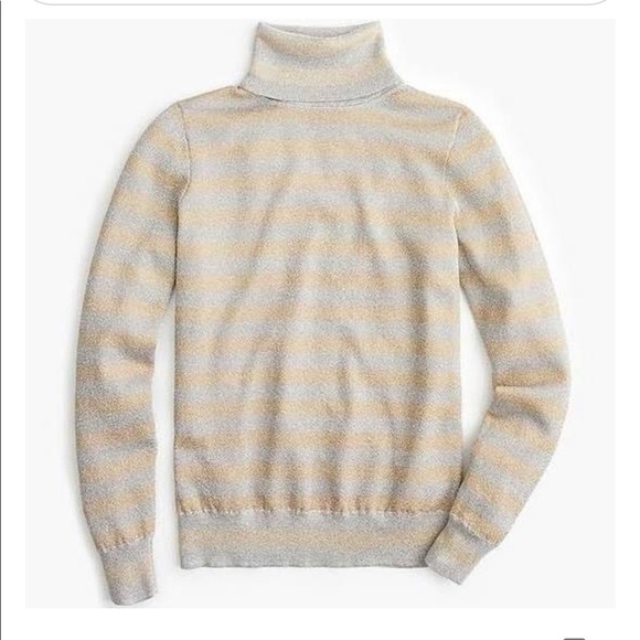 J. Crew Sweaters - JCrew Gold and Silver striped metallic turtleneck
